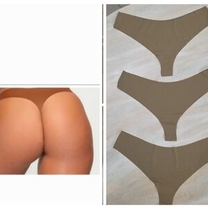 3pcs SKIMS Naked Dipped Seamless Thong In DESERT XL NWT